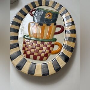 Sakura Debbie Mumm hand painted surface . 1998 vintage serving platter .